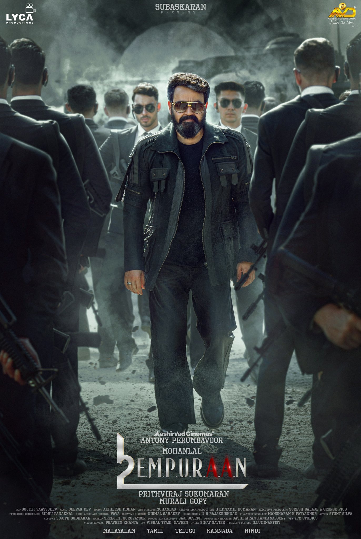 L2 Empuraan (2025) PRE-HD [Hindi + Ta. Te. Ml.] AVC AAC 2.0 HC-ESub